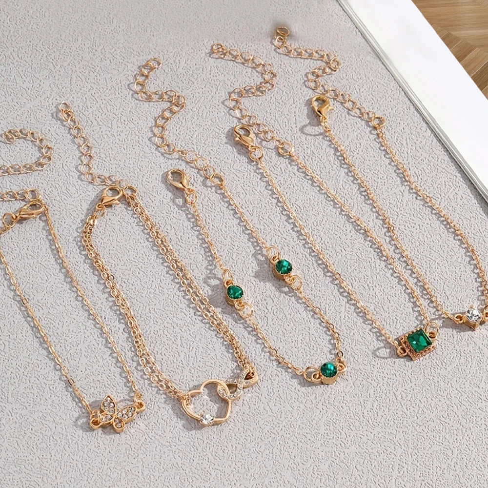 5 st Vintage Rhinestone Armband Set Infinity & Geometric Designs, Mode sieraden voor vrouwen, Perfecte Gift & Casual dragen