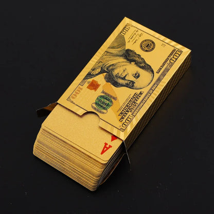 55PCS Gold Foil Spielkarten – 24K Gold Plastic Poker Set, wasserdicht & langlebige magische Spielkarten