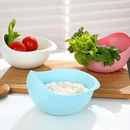 1PC Plastic Rice Sieve & Drain Mand met handvatten Multi-Purpose Keuken Stainer Bowl voor het wassen van rijst, groenten en fruit