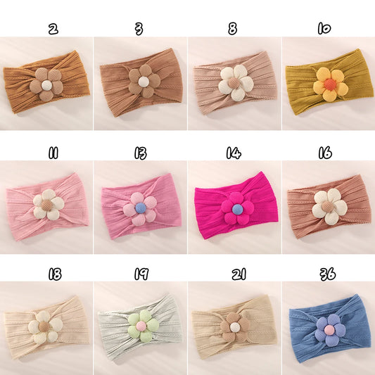 1Pc Baby Nylon Headscarf .Handmade Flower Headband voor pasgeboren meisjes, Peuter Elastische Haar Tulband