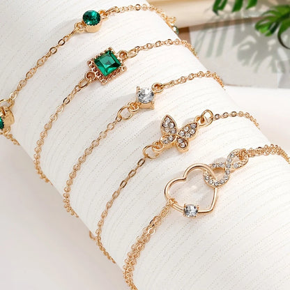 5 st Vintage Rhinestone Armband Set Infinity & Geometric Designs, Mode sieraden voor vrouwen, Perfecte Gift & Casual dragen