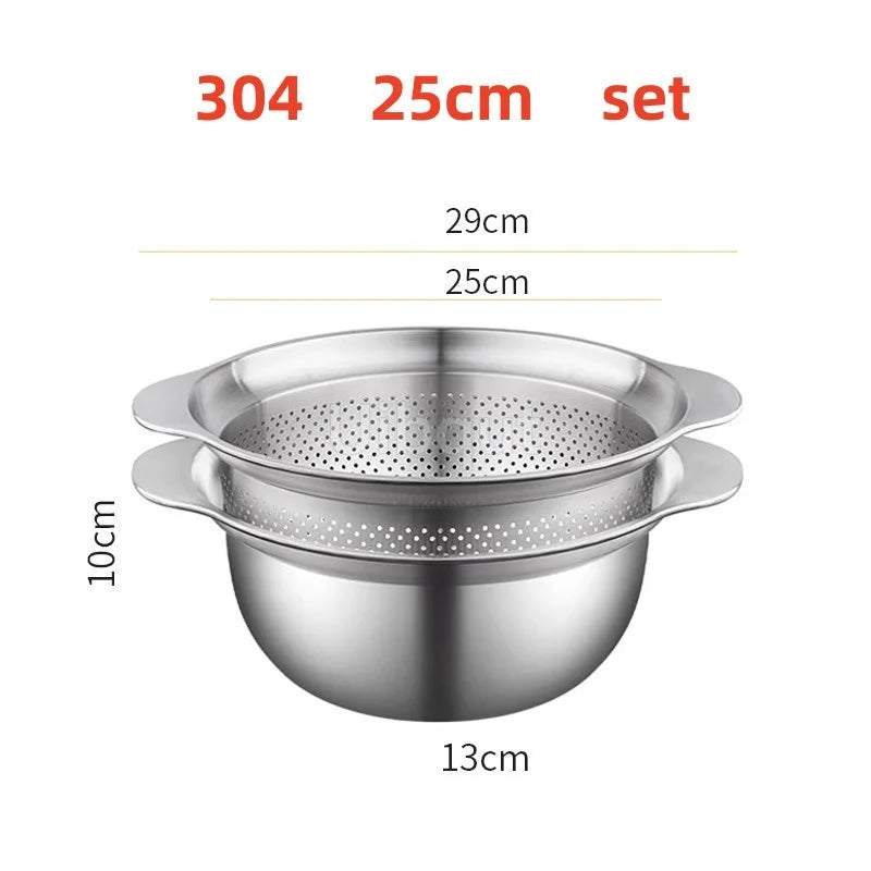 304 Roestvrij staal Vegetable Washing Basin & Stainer & Strainer . Multi-Purpose Rijst Wasmachine, Fruit Filter, Keuken Drain Mand
