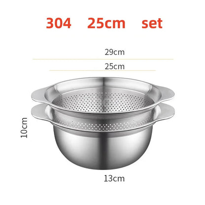304 Roestvrij staal Vegetable Washing Basin & Stainer & Strainer . Multi-Purpose Rijst Wasmachine, Fruit Filter, Keuken Drain Mand