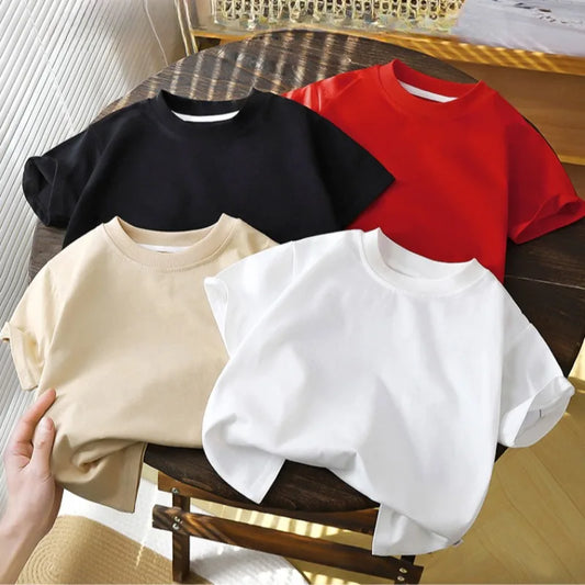 2-10Y kinderen pure katoen korte sleeve sleeve sleeve sleeve sleeve t-shirt baby jongens & meisjes zomer tops