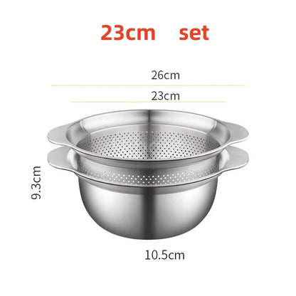 304 Roestvrij staal Vegetable Washing Basin & Stainer & Strainer . Multi-Purpose Rijst Wasmachine, Fruit Filter, Keuken Drain Mand