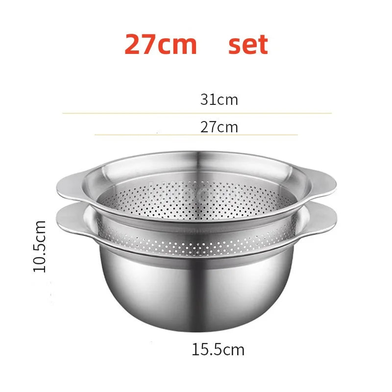304 Roestvrij staal Vegetable Washing Basin & Stainer & Strainer . Multi-Purpose Rijst Wasmachine, Fruit Filter, Keuken Drain Mand