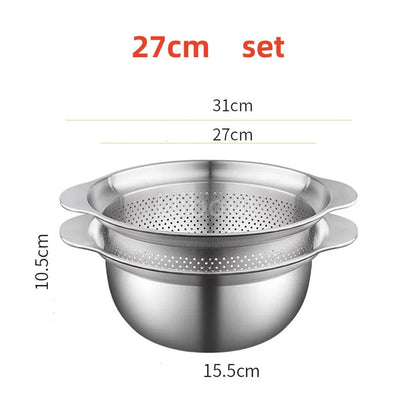 304 Roestvrij staal Vegetable Washing Basin & Stainer & Strainer . Multi-Purpose Rijst Wasmachine, Fruit Filter, Keuken Drain Mand