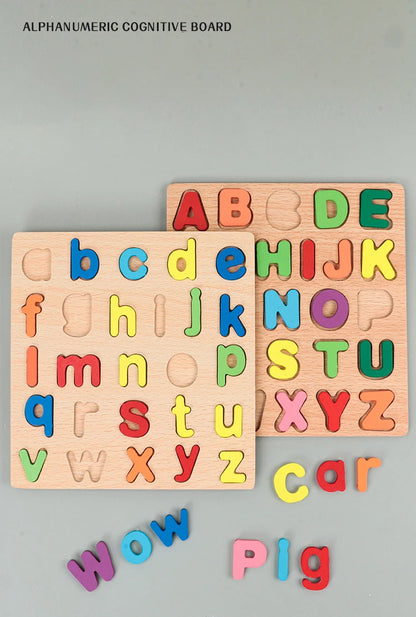 Kids Alfabet & Number Houten Puzzel Montessori Preschool Educatieve Speelgoed