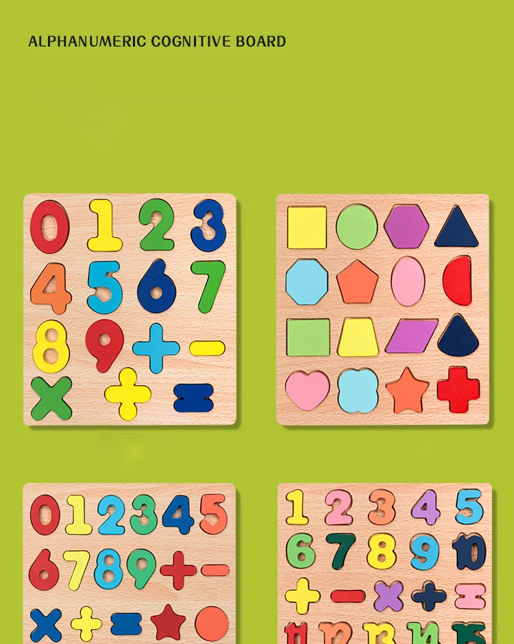 Kids Alfabet & Number Houten Puzzel Montessori Preschool Educatieve Speelgoed