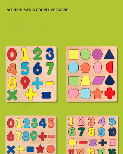 Kids Alfabet & Number Houten Puzzel Montessori Preschool Educatieve Speelgoed