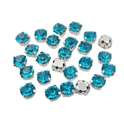 Ronde Glazen Rhinestones met Klauw Zilveren Base Sew-On Kristallen voor Kleding, Schoenen en Ambachten