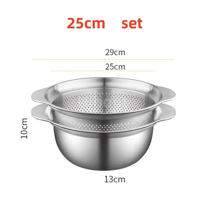304 Roestvrij staal Vegetable Washing Basin & Stainer & Strainer . Multi-Purpose Rijst Wasmachine, Fruit Filter, Keuken Drain Mand