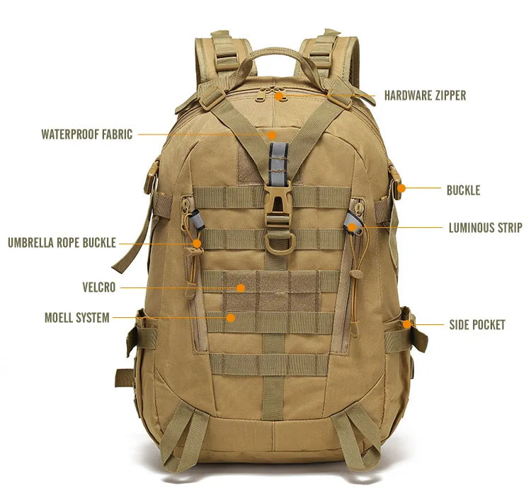 40L Tactical Reflective Rugzak Militaire Molle Outdoor Rucksack Wandelen, Camping, Jacht &amp; Reistas