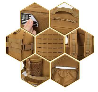 25L Tactische Rugzak Buiten MOLLE Rucksack voor Fitness, Wandelen & EDC