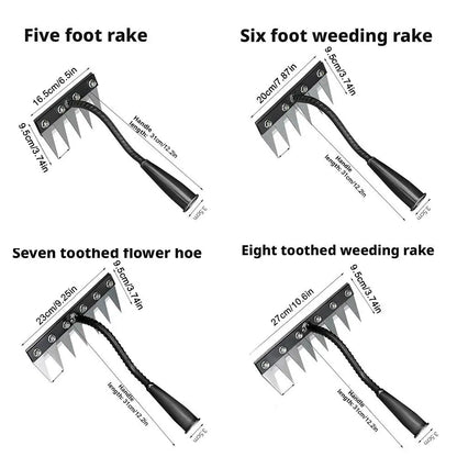 Carbon Steel Garden Weeding Rake – 5/6/7/8 Teeth Soil Loosening & Weed Removal Tool für Bauernhof, Garten & Landschaftsbau