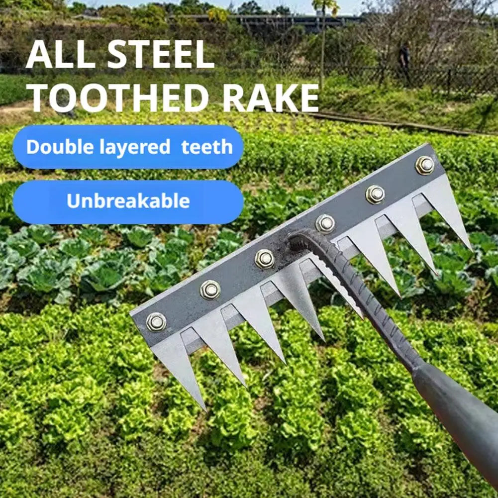 Carbon Steel Garden Weeding Rake – 5/6/7/8 Teeth Soil Loosening & Weed Removal Tool für Bauernhof, Garten & Landschaftsbau