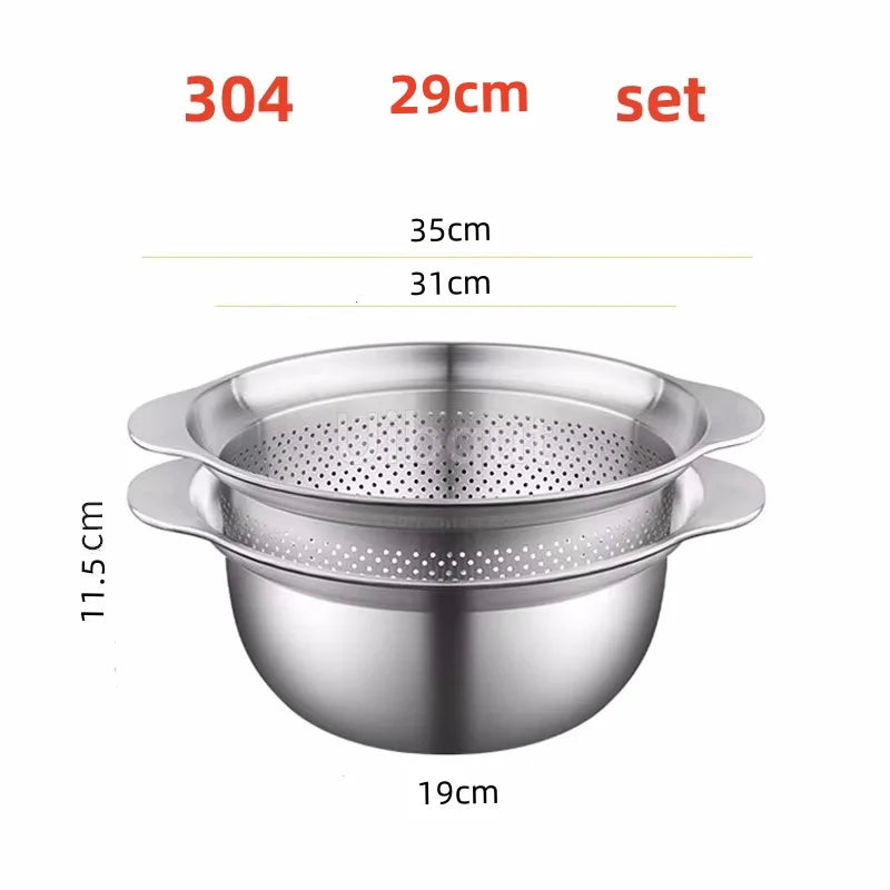 304 Roestvrij staal Vegetable Washing Basin & Stainer & Strainer . Multi-Purpose Rijst Wasmachine, Fruit Filter, Keuken Drain Mand