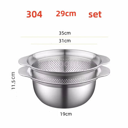 304 Roestvrij staal Vegetable Washing Basin & Stainer & Strainer . Multi-Purpose Rijst Wasmachine, Fruit Filter, Keuken Drain Mand