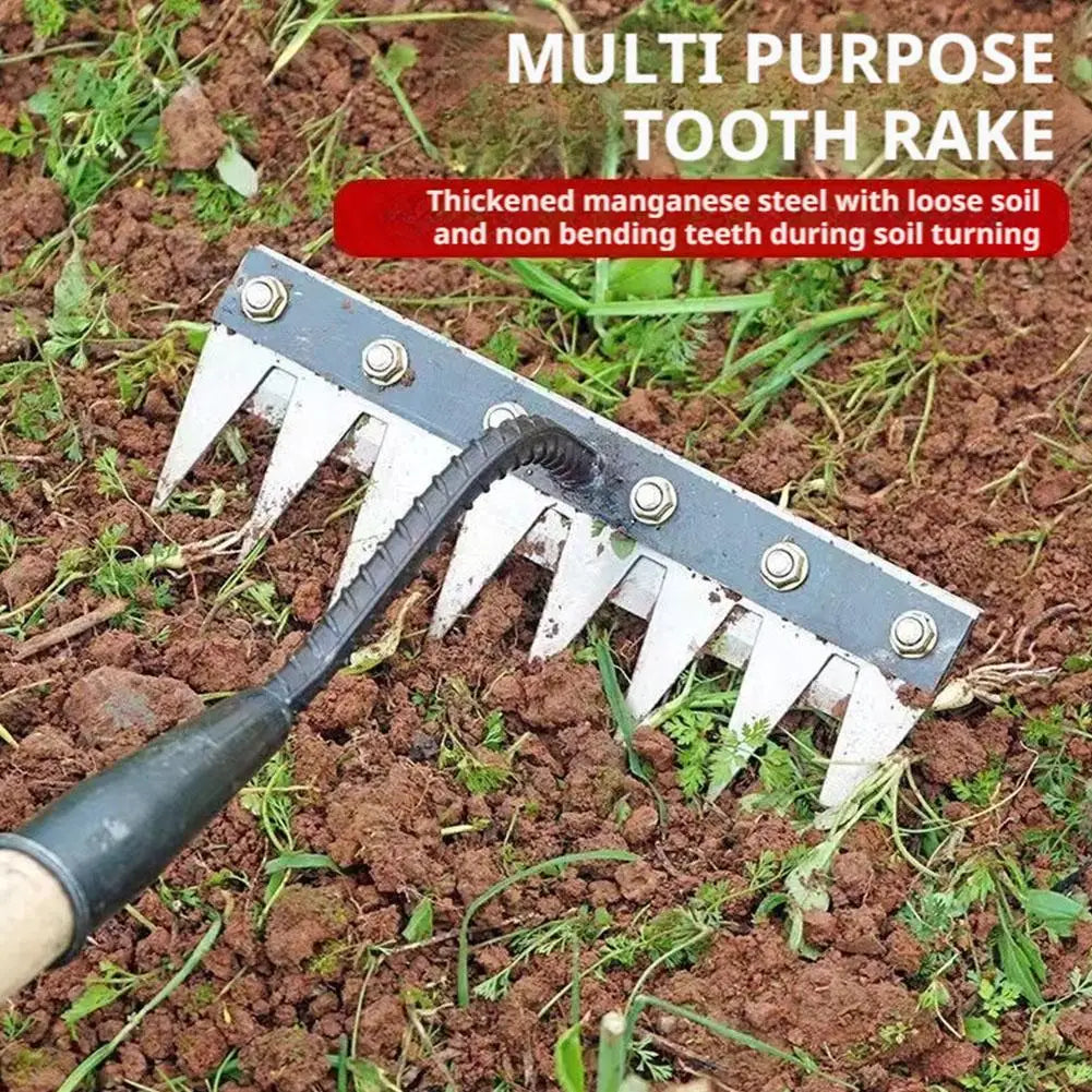 Carbon Steel Garden Weeding Rake – 5/6/7/8 Teeth Soil Loosening & Weed Removal Tool für Bauernhof, Garten & Landschaftsbau