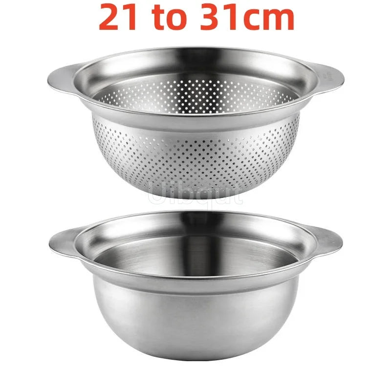 304 Roestvrij staal Vegetable Washing Basin & Stainer & Strainer . Multi-Purpose Rijst Wasmachine, Fruit Filter, Keuken Drain Mand