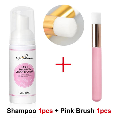 Natuhana 60ml Wimpernverlängerung Shampoo Mousse – Lash Reinigungsschaum für falsche Wimpern, sanfte & nicht-reizende Make-up-Tool