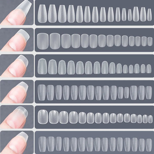 120PCS Matte Press-On Nageltips . . Zachte Full-Cover Ovale Amandel Valse Nagels voor DIY Manicure