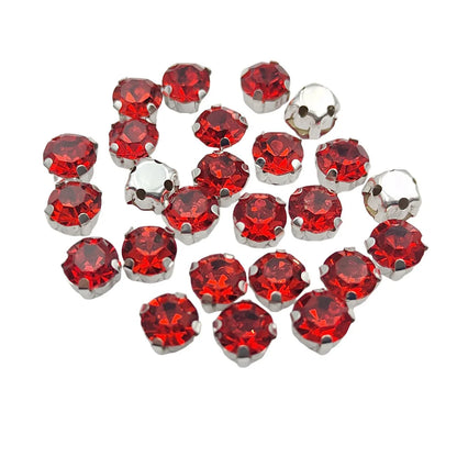 Ronde Glazen Rhinestones met Klauw Zilveren Base Sew-On Kristallen voor Kleding, Schoenen en Ambachten