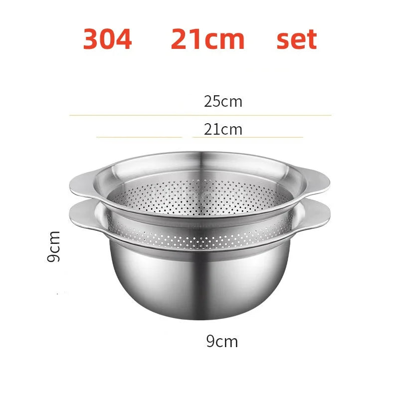 304 Roestvrij staal Vegetable Washing Basin & Stainer & Strainer . Multi-Purpose Rijst Wasmachine, Fruit Filter, Keuken Drain Mand