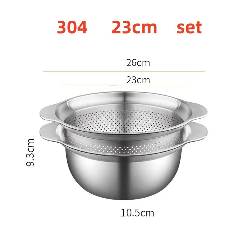 304 Roestvrij staal Vegetable Washing Basin & Stainer & Strainer . Multi-Purpose Rijst Wasmachine, Fruit Filter, Keuken Drain Mand