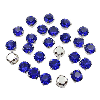 Ronde Glazen Rhinestones met Klauw Zilveren Base Sew-On Kristallen voor Kleding, Schoenen en Ambachten