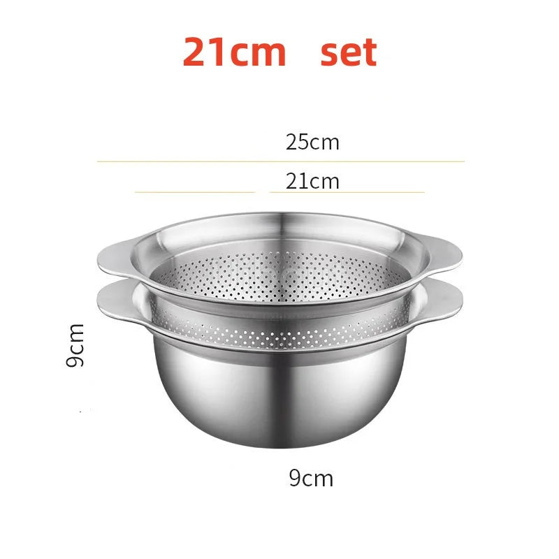 304 Roestvrij staal Vegetable Washing Basin & Stainer & Strainer . Multi-Purpose Rijst Wasmachine, Fruit Filter, Keuken Drain Mand