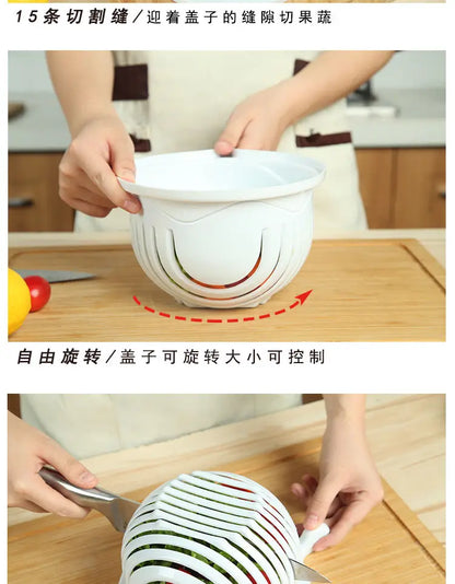 Groente Salade Chopper Bowl Multifunctionele Fruit & groentesnijder, Slicer, en stamper voor keuken