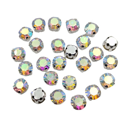 Ronde Glazen Rhinestones met Klauw Zilveren Base Sew-On Kristallen voor Kleding, Schoenen en Ambachten