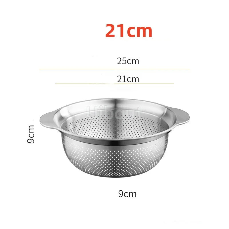 304 Roestvrij staal Vegetable Washing Basin & Stainer & Strainer . Multi-Purpose Rijst Wasmachine, Fruit Filter, Keuken Drain Mand