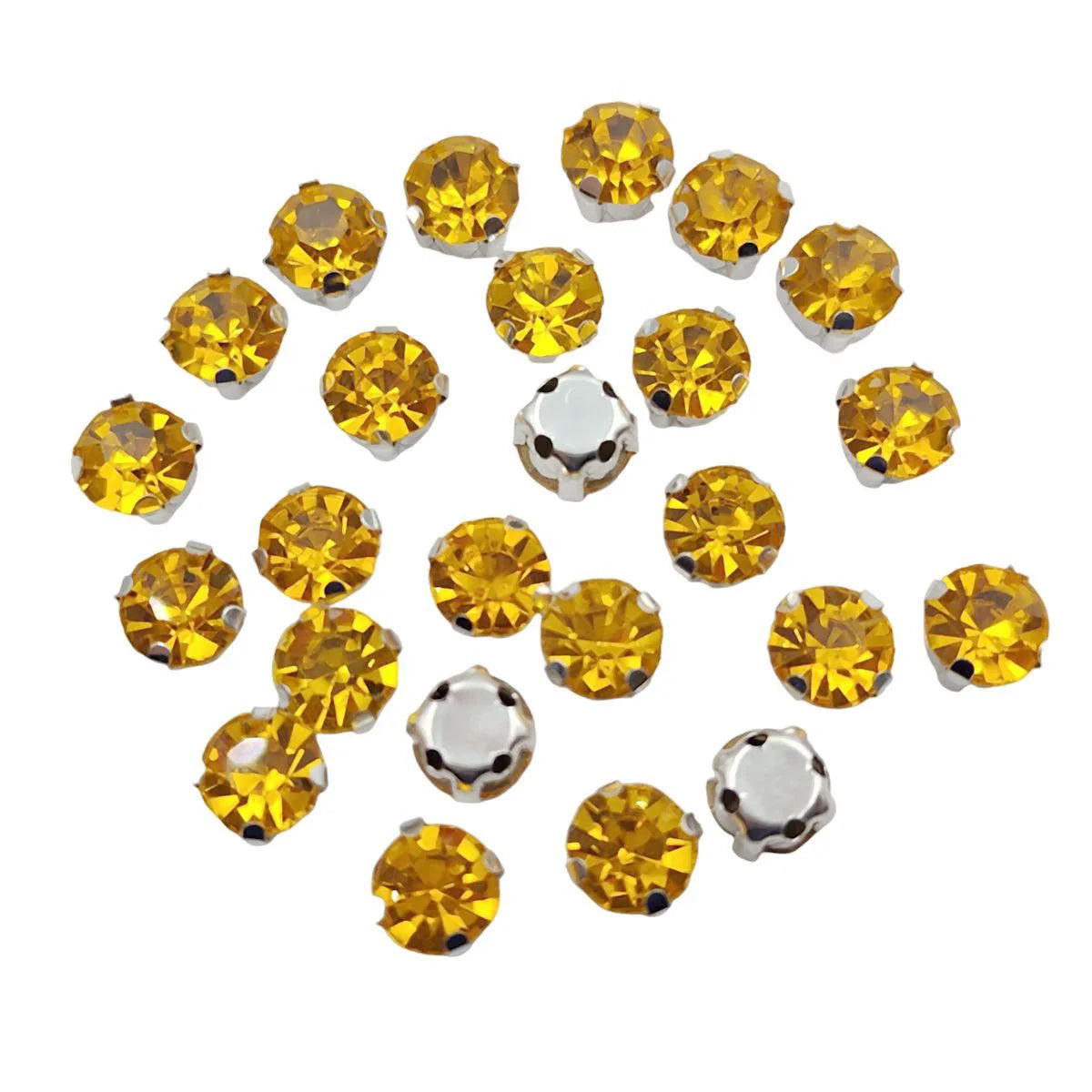 Ronde Glazen Rhinestones met Klauw Zilveren Base Sew-On Kristallen voor Kleding, Schoenen en Ambachten