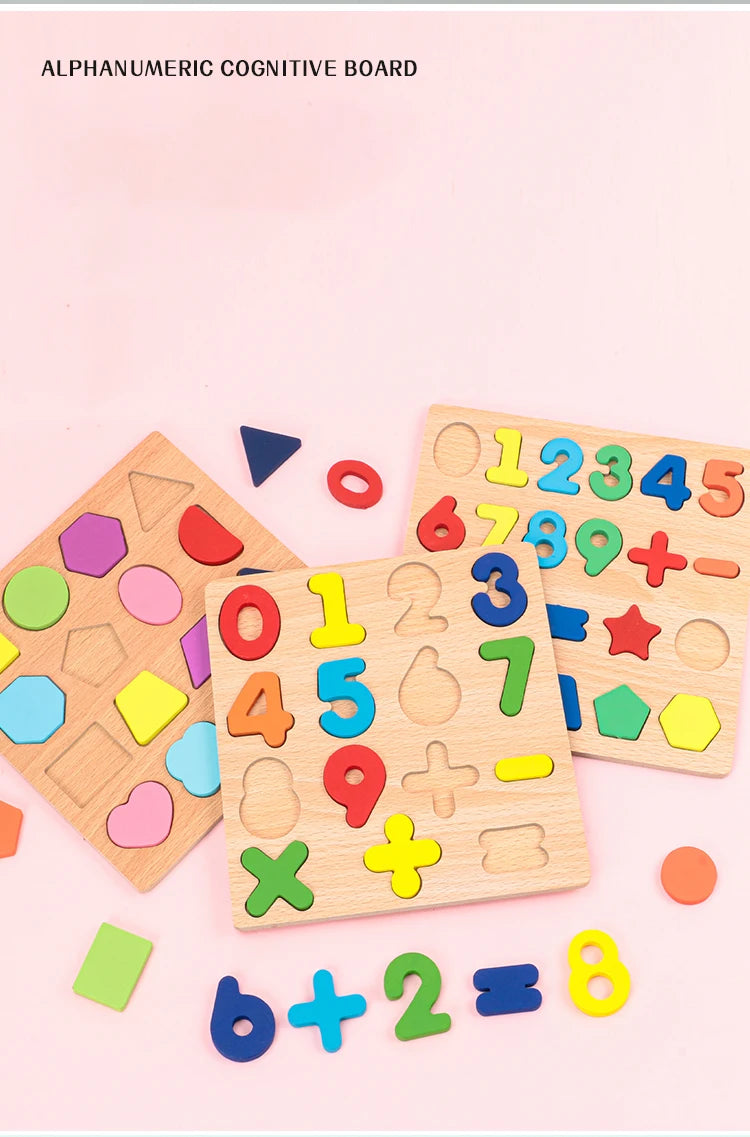 Kids Alfabet & Number Houten Puzzel Montessori Preschool Educatieve Speelgoed