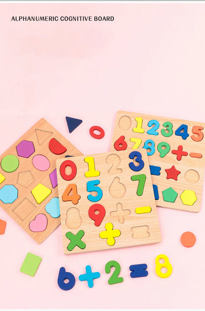 Kids Alfabet & Number Houten Puzzel Montessori Preschool Educatieve Speelgoed