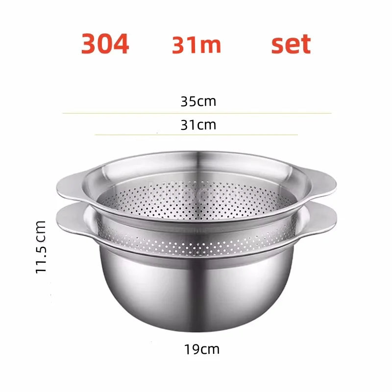 304 Roestvrij staal Vegetable Washing Basin & Stainer & Strainer . Multi-Purpose Rijst Wasmachine, Fruit Filter, Keuken Drain Mand