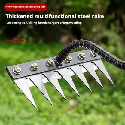 Carbon Steel Garden Weeding Rake – 5/6/7/8 Teeth Soil Loosening & Weed Removal Tool für Bauernhof, Garten & Landschaftsbau