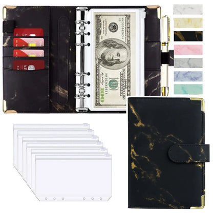 A6 PU Lederen Budget Planner Marble Notebook & Money Saving Organizer for Office, School & Personal Finance