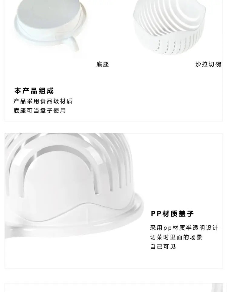 Groente Salade Chopper Bowl Multifunctionele Fruit & groentesnijder, Slicer, en stamper voor keuken