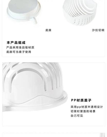 Groente Salade Chopper Bowl Multifunctionele Fruit & groentesnijder, Slicer, en stamper voor keuken