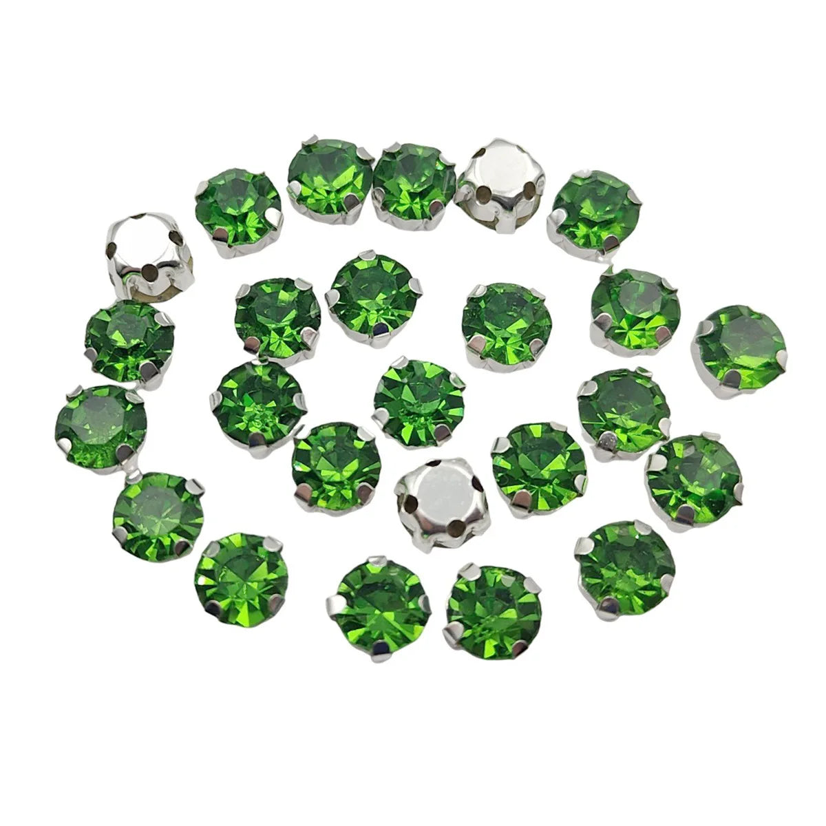 Ronde Glazen Rhinestones met Klauw Zilveren Base Sew-On Kristallen voor Kleding, Schoenen en Ambachten