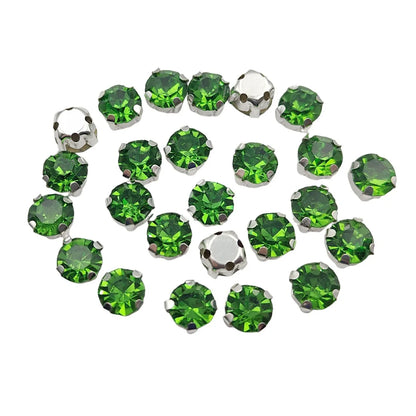 Ronde Glazen Rhinestones met Klauw Zilveren Base Sew-On Kristallen voor Kleding, Schoenen en Ambachten