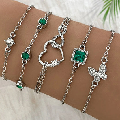 5 st Vintage Rhinestone Armband Set Infinity & Geometric Designs, Mode sieraden voor vrouwen, Perfecte Gift & Casual dragen